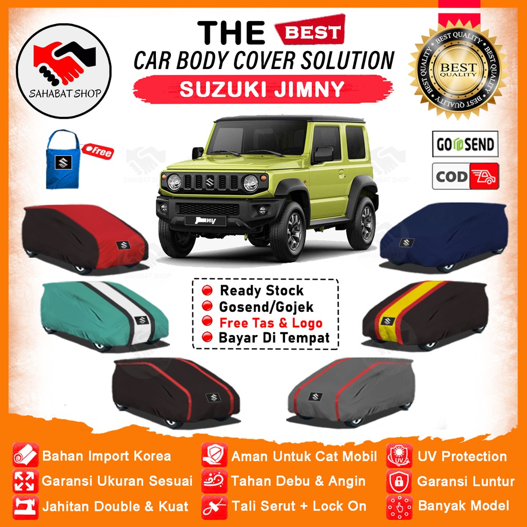 Sahabat Body Cover Mobil Jimny / Sarung Penutup Suzuki Jimny Outdoor / Selimut Mantel Tutup Pelindung Kerudung Jas Mantol Kelambu Terpal Pembungkus Kerodong Tutupan Bungkus Mobil Jimny Waterproof Anti Air Model Orange