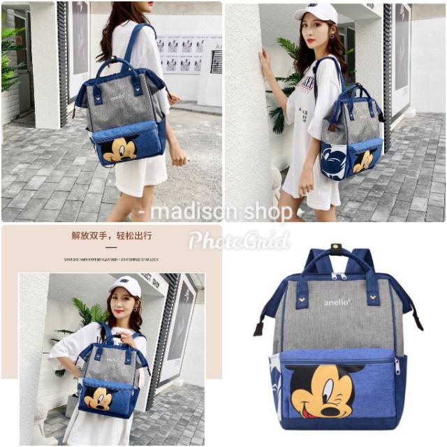 Tas Ransel Anello Mickey Disney Backpack Anello Jepang Tas Sekolah Anak Murah Annelo Backpack Murah