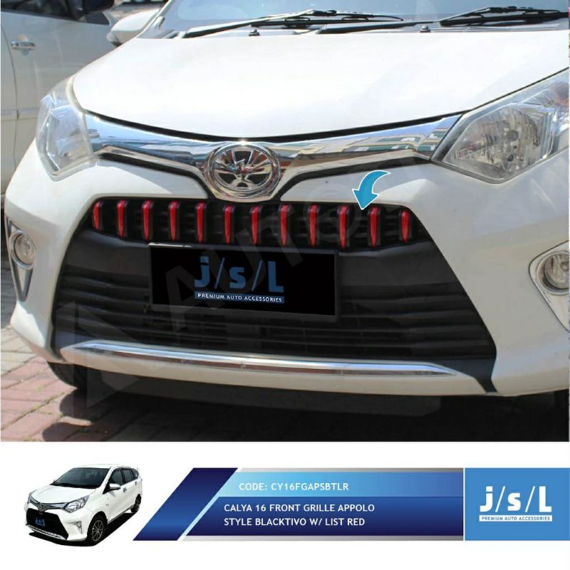 grill depan Calya Apollo hitam list merah silver abu kuning chrome hitam putih gold biru jsl