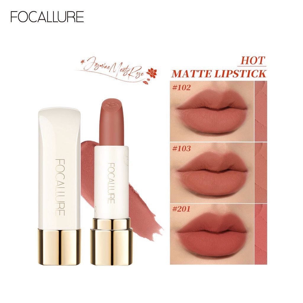 BPOM Focallure Natural #JasmineMeetsRose Matte Lipstick Tahan air FA203 Matte Lipstick Lipmatte