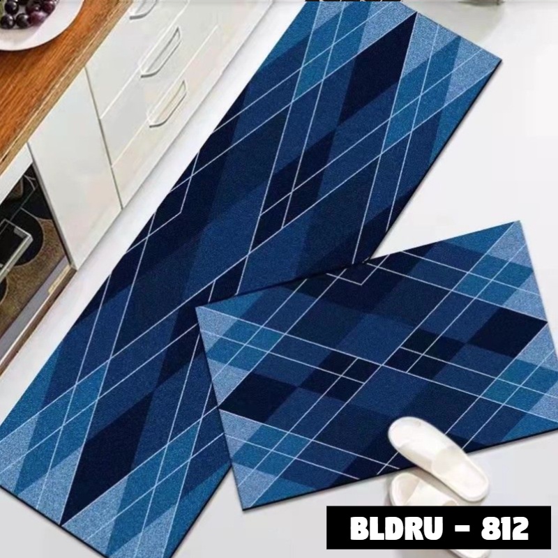 FLEUR-ID - 1 SET PREMIUM BLUDRU (40*60 CM & 40*120 CM) KESET DAPUR LEMBUT ANTI SLIP-BLDRU - 812
