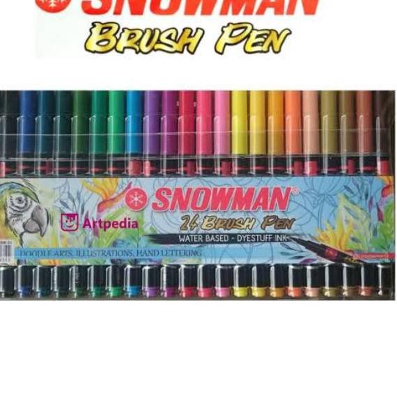 

TERLARIS..!! 1 SET ISI 6 12 24 36 SNOWMAN BRUSHPEN BRUSH PEN KUAS KALIGRAFI WARNA