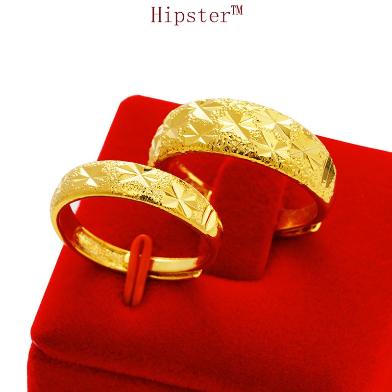 New Ethnic Style Embossed Starry Couple Adjustable Romantic Ring