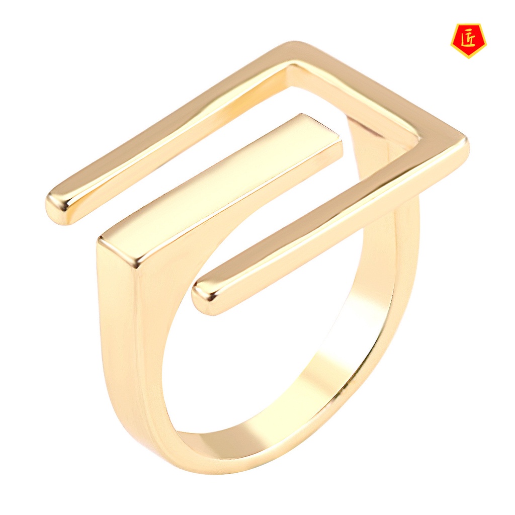 [Ready Stock]Niche Geometric Gold Ring Women's Fashion Personality