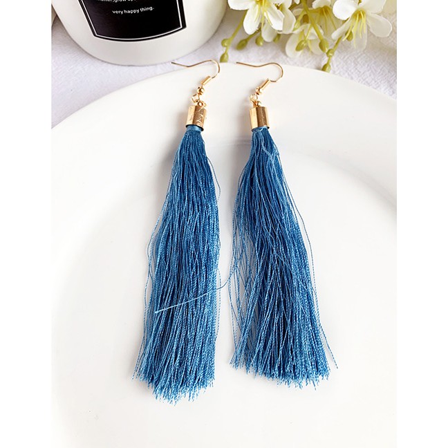 LRC Anting Gantung Fashion Leathe Alloy Tassel Earrings F6753X