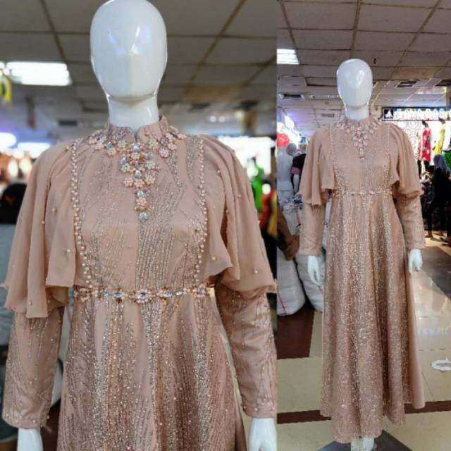 Gaun pesta muslim/gamis bridal kombinasi/dress pesta/gamis lamaran