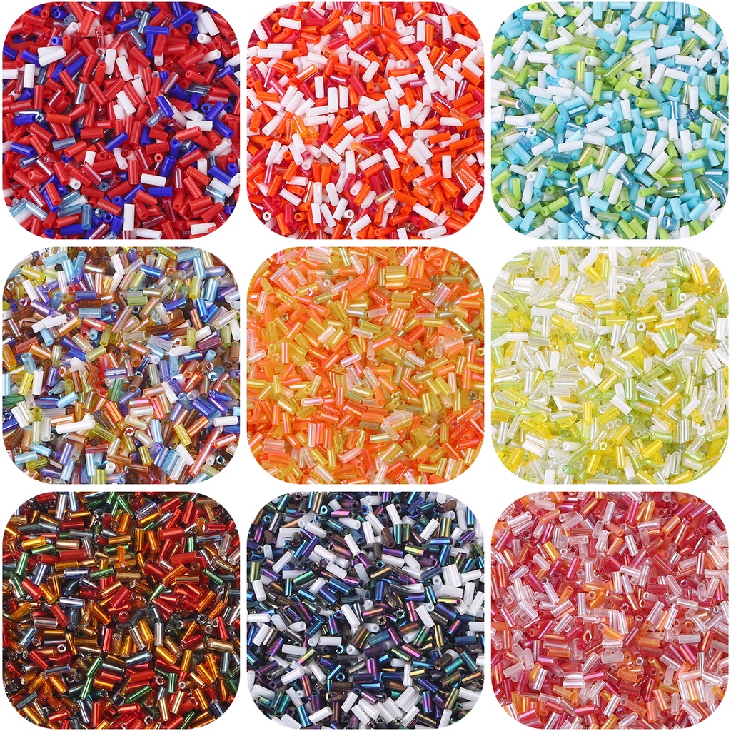 1300 Pcs Austria Kristal Tabung Panjang Manik-Manik Bergaris Bugle Czech Biji Kaca Spacer Beads Untuk Membuat Perhiasan DIY Pakaian Akses