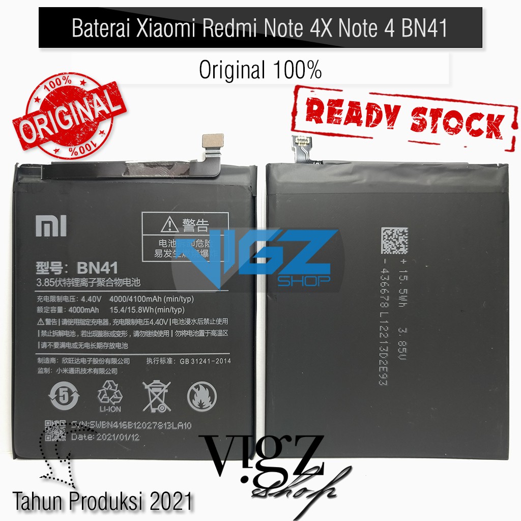 Baterai Xiaomi Redmi Note 4X Note 4 BN41 Mediatek Helio X20 Original 100%