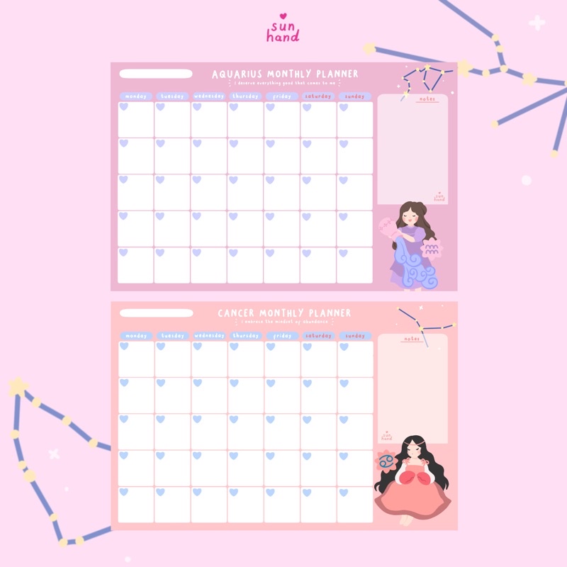 

Zodiac Monthly Planner