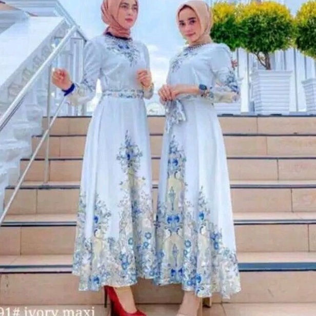 7191 Realpict Maxi dress Ivory premium/ Pakaian wanita baju maxidress Maxi long dress pesta kondanga