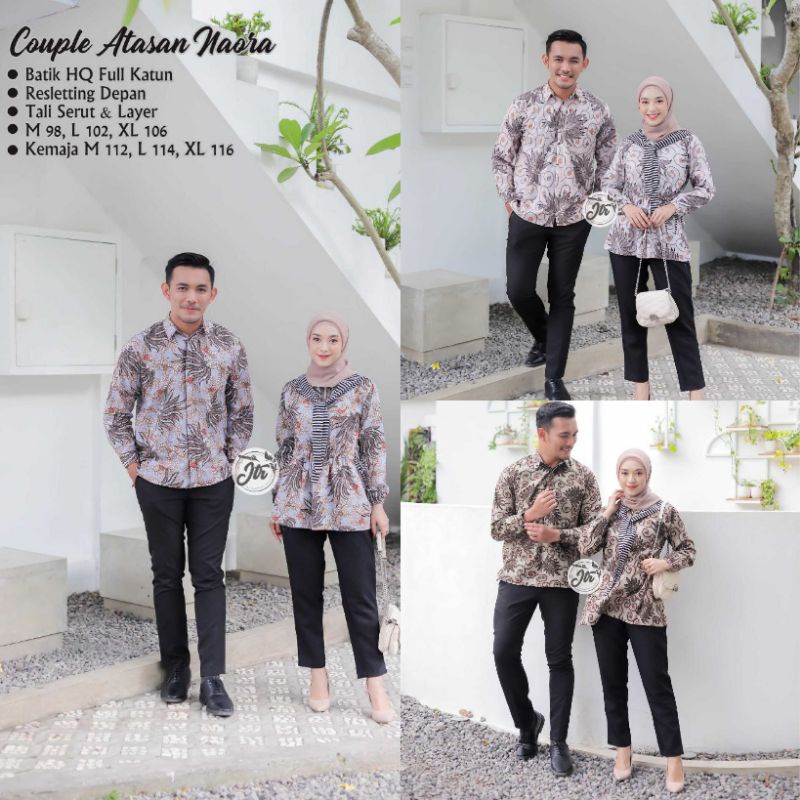 Jual Atasa Batik Wanita Kemeja Batik Pria Couple Naora | Shopee Indonesia