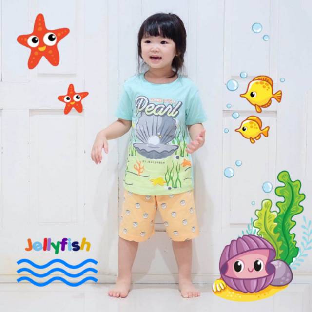 Setelan Kaos Anak Perempuan Karakter Animal Jellyfish