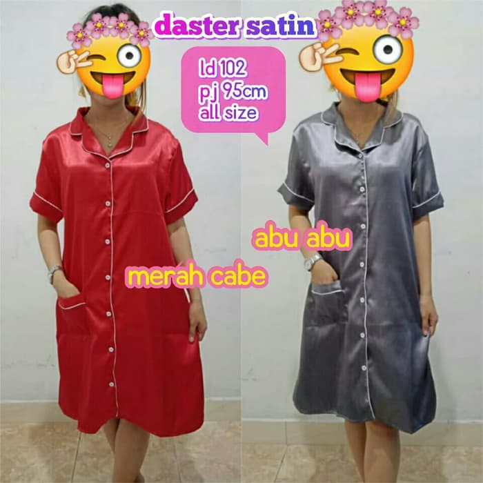 Piyama Daster Satin Dewasa/Baju Tidur Satin Murah