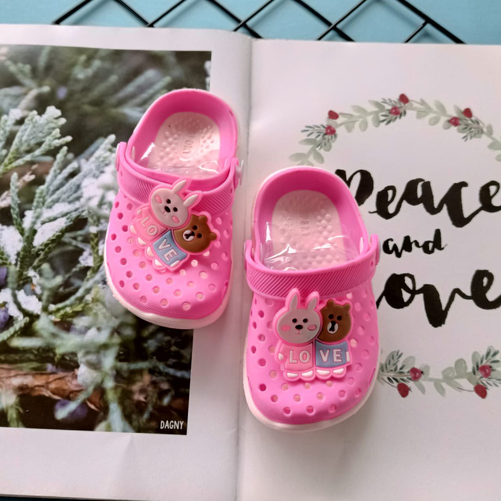 HappyOliver WHITE BEAR PAO2 Sepatu Sandal Anak Laki Laki Perempuan Bahan Karet Model Lucu 0-5 Tahun Import