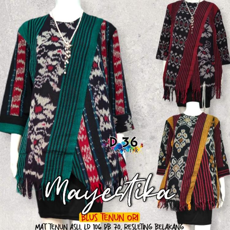 Ars31au22w • Blus Tenun Troso ori Atasan baju kerja kantor kuliah kasual wanita etnik tradisional fa