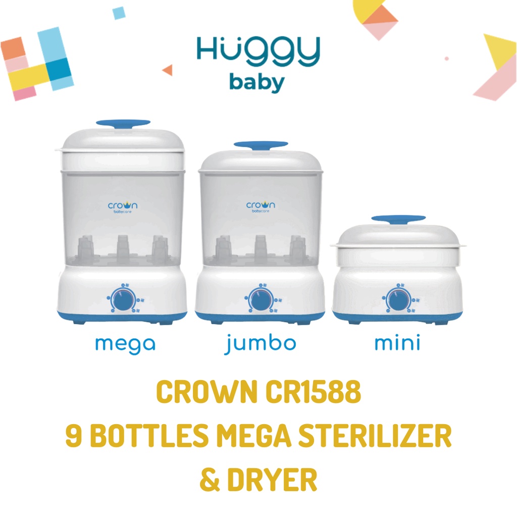 Crown CR1588 9 Bottles Mega Sterilizer &amp; Dryer | Alat Steril Botol