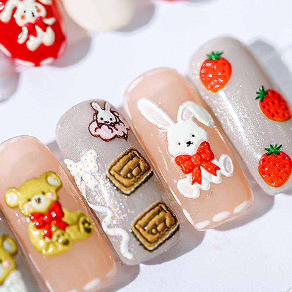 AUGUSTINA Agustina Kartun Stiker Kuku 3D Relief Tipis Tangguh Tom Planet Pangeran Anjing Perekat Diri Nail Art Dekorasi