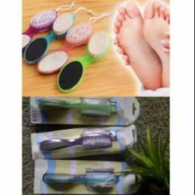 Sikat Kaki Gagang Batu apung 4 Fungsi/Foot rub stone Pedicure Tool Nail Clipper