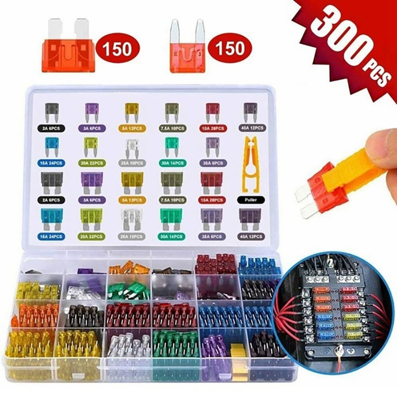 {LUCKID}300/120/60Pcs Truck Blade Car Fuse Kit The Fuse Insurance Insert Auto Accessorie