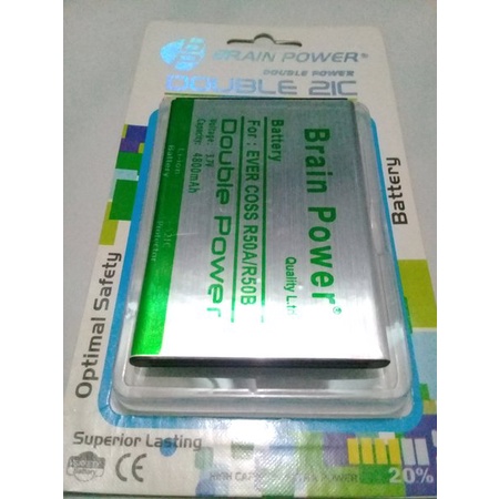 Double Power Battery Batere Batre Baterai Brain Power Evercoss R50A R50B