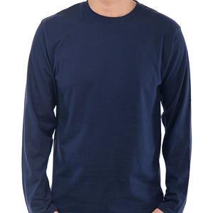 Kaos Polos Pria Katun Combed 30s Lengan Panjang Longsleeve Warna Navy Biru Dongker