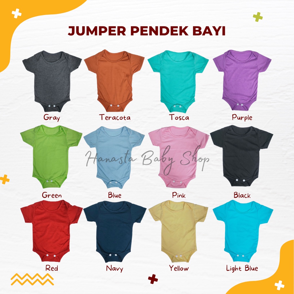 Jumper Baju Bayi Lengan Pendek Bodysuit Katun Polos Jumsuit Baby