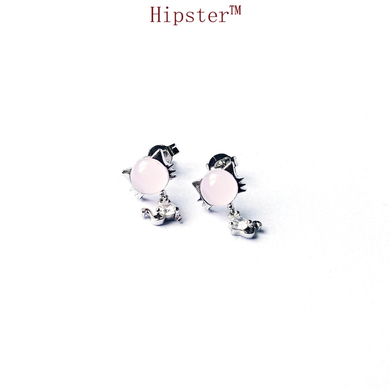 New Hot Sale Exquisite Fashion Pink Gem Temperament Platinum Earrings