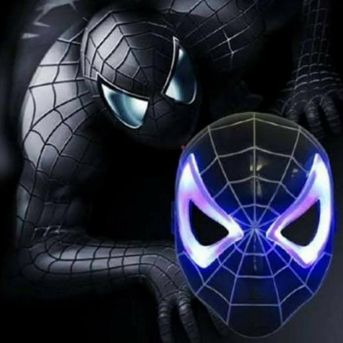 BIG SALE TOPENG SPIDERMAN HITAM NYALA COSPLAY ANAK AVENGERS 