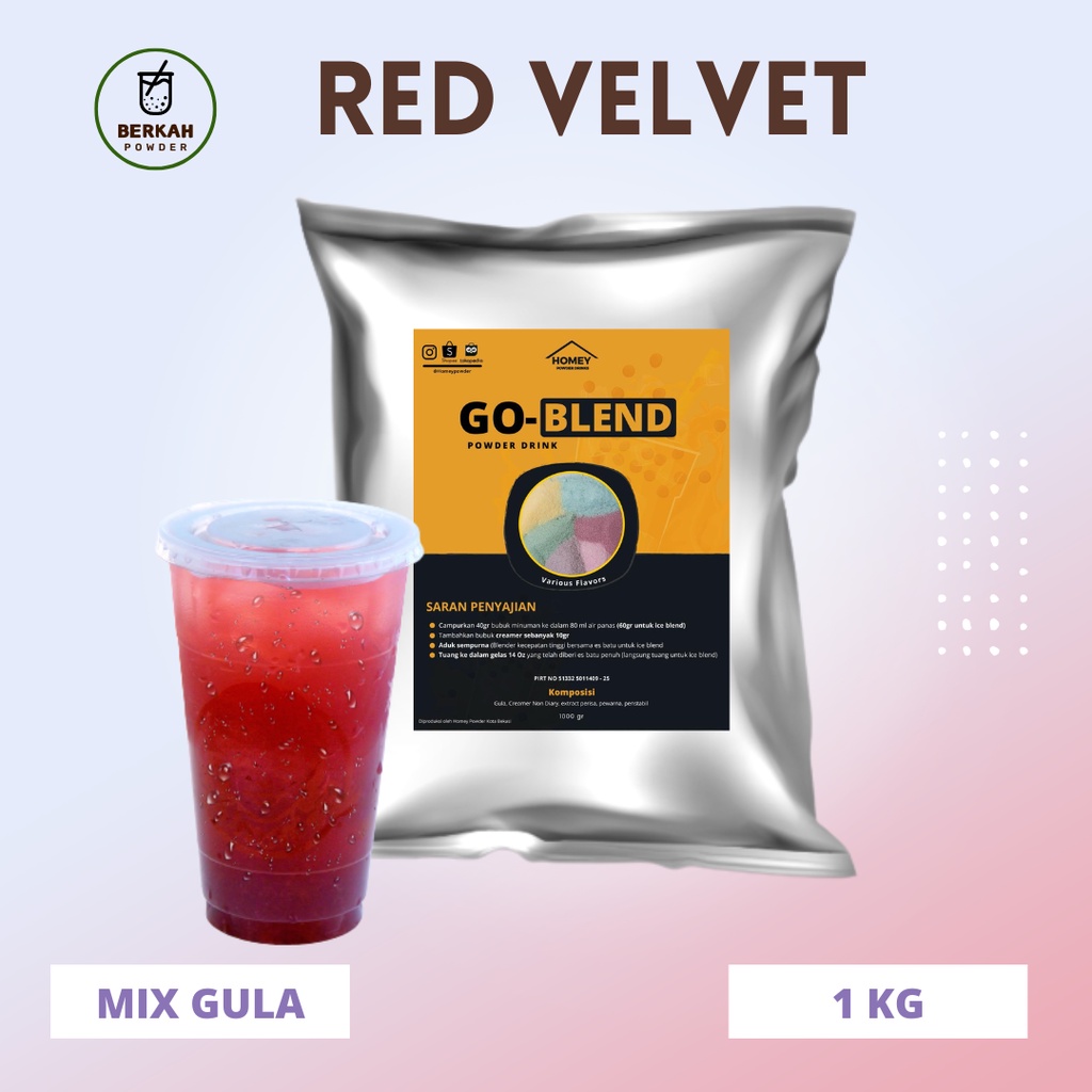 

Bubuk Minuman Rasa RED VELVET 1Kg Serbuk Powder Boba viral kekinian instan Bubble Tea RET VELVET