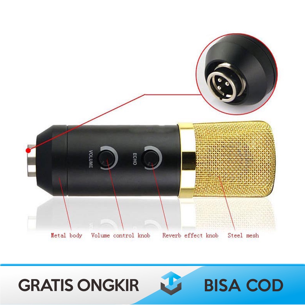 CONDENSER MICROPHONE USB KONEKTOR ORI BY TAFFSTUDIO K669B MINI TRIPOD