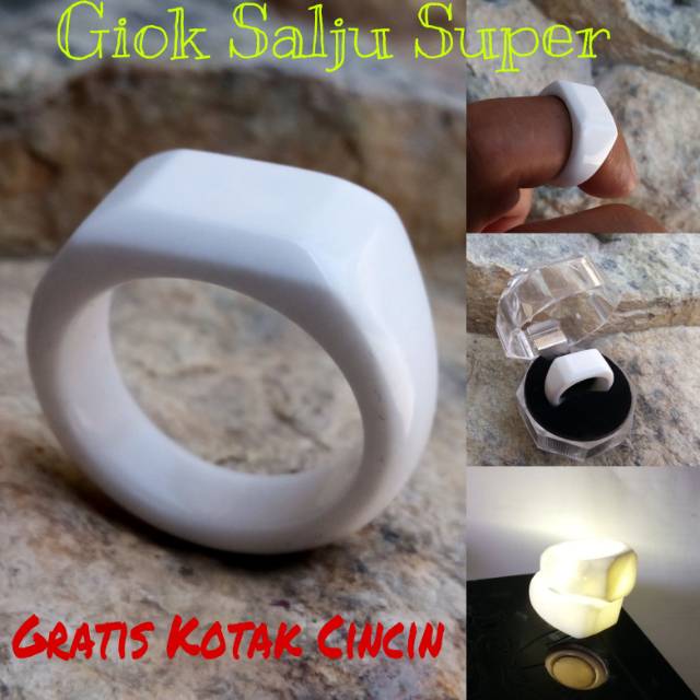 Langka!  Ring Cincin Giok Snow Jade Aceh Model Petak Atas Kualitas Super