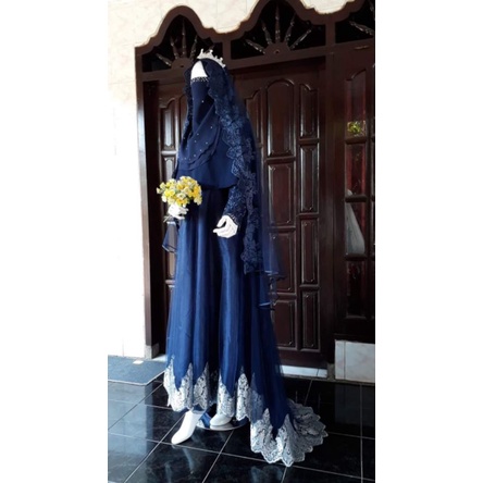 gaun walimah syari ndahlia hijab