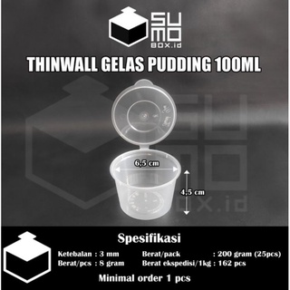 Gelas Pudding 100ml + Tutup / Thinwall Wadah Cup Saus Sambal 100 ml [ECERAN]