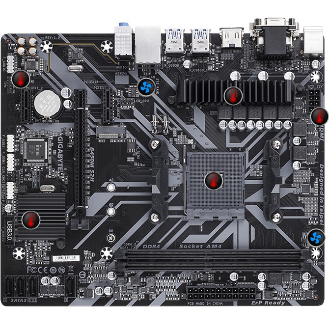 Gigabyte Mainboard  B450M-S2H AMD (Socket AM4 DDR4 HDMI DVI-D D-SUB ONBOARD VGA)