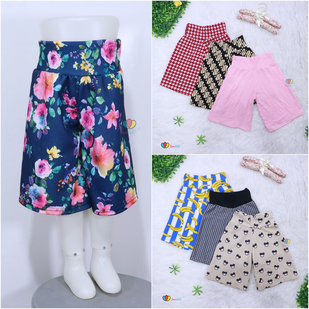 Kulot Anak Motif Uk. 3-4 th / Celana 3/4 Balita Cullotes Pants Kulot Pants Celana Anak Perempuan