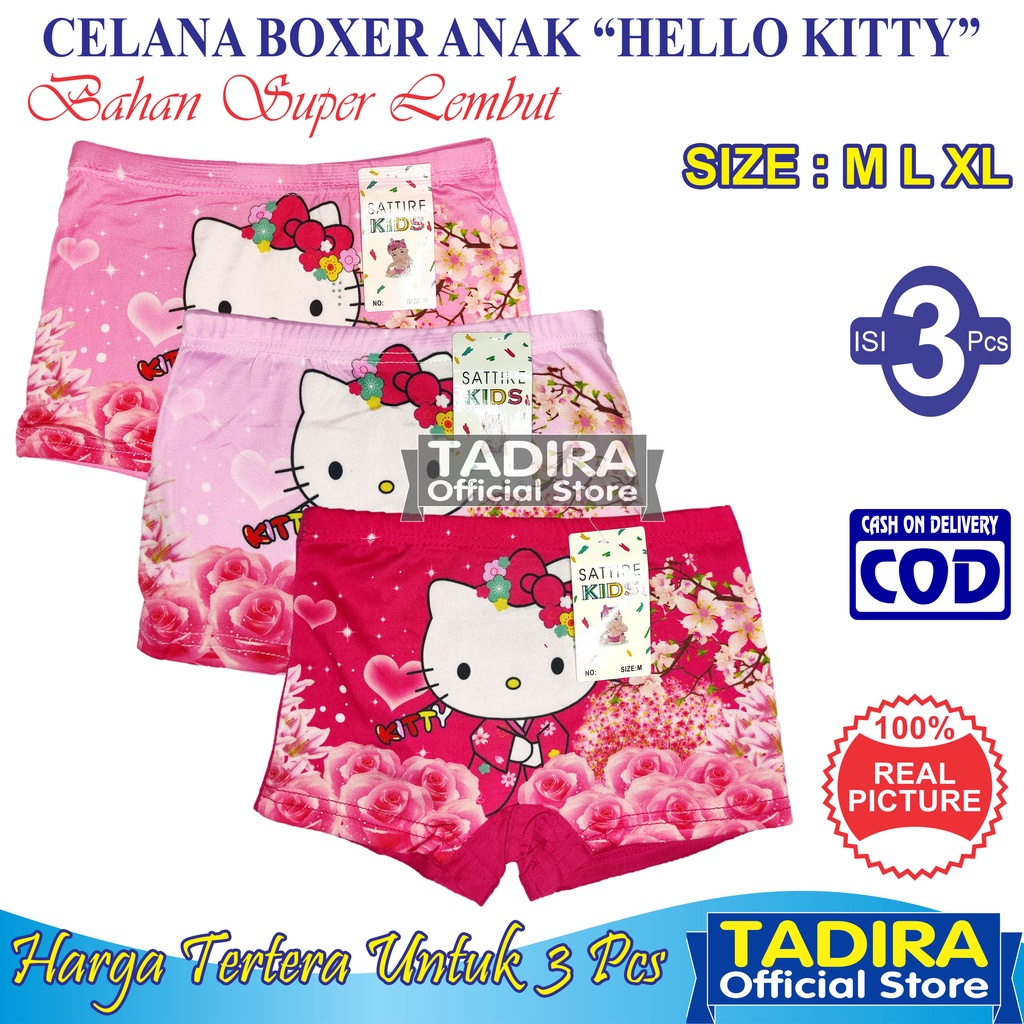 3 Pcs Celana Boxer Anak Perempuan Gambar Kartun Celana Dalam Boxer Karakter Bahan Super Lembut TADIRA