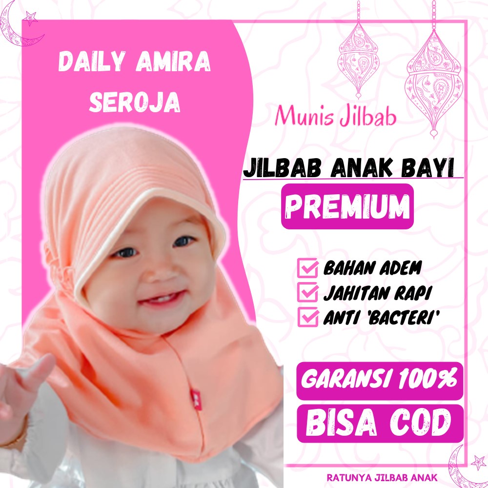 (Amira)Bergo Hijab Jilbab Kerudung Krudung Kaos Anak balita Bayi Perempuan Lucu Newborn Baru lahir