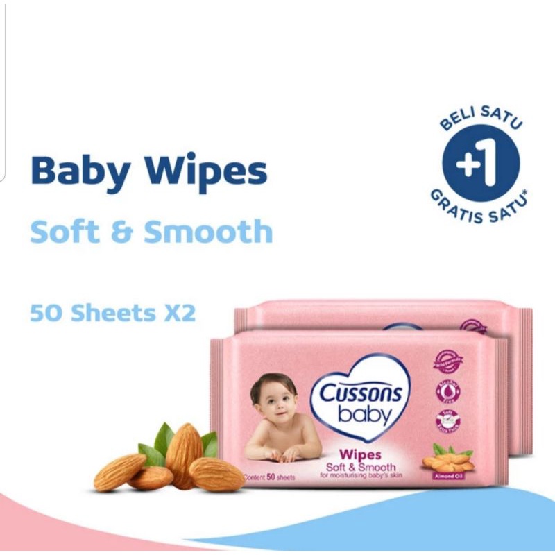 Buy 1 Get 1 Cussons Baby Wipes 45s +45s Cussons Wipes Tissue Basah Bayi Cusson