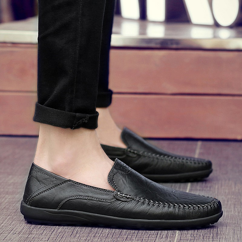 Toread Sepatu Slip On Pria Kulit Sintetis PU Sepatu Kerja Pantofel Pria Sepatu Casual Formal Import Hitam MC408