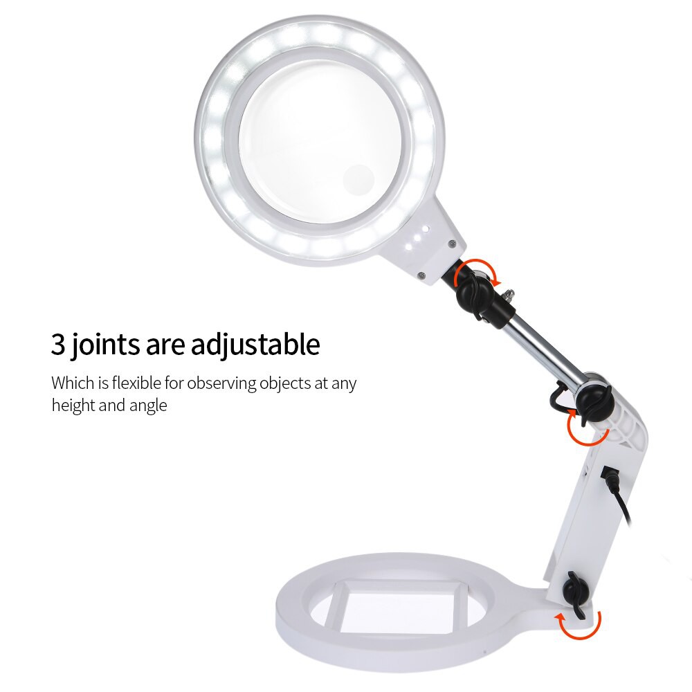 IMPORT Folding Magnifier 2X/5X Magnifying Glass Foldable Magnifier Magnifier with Light and Stand