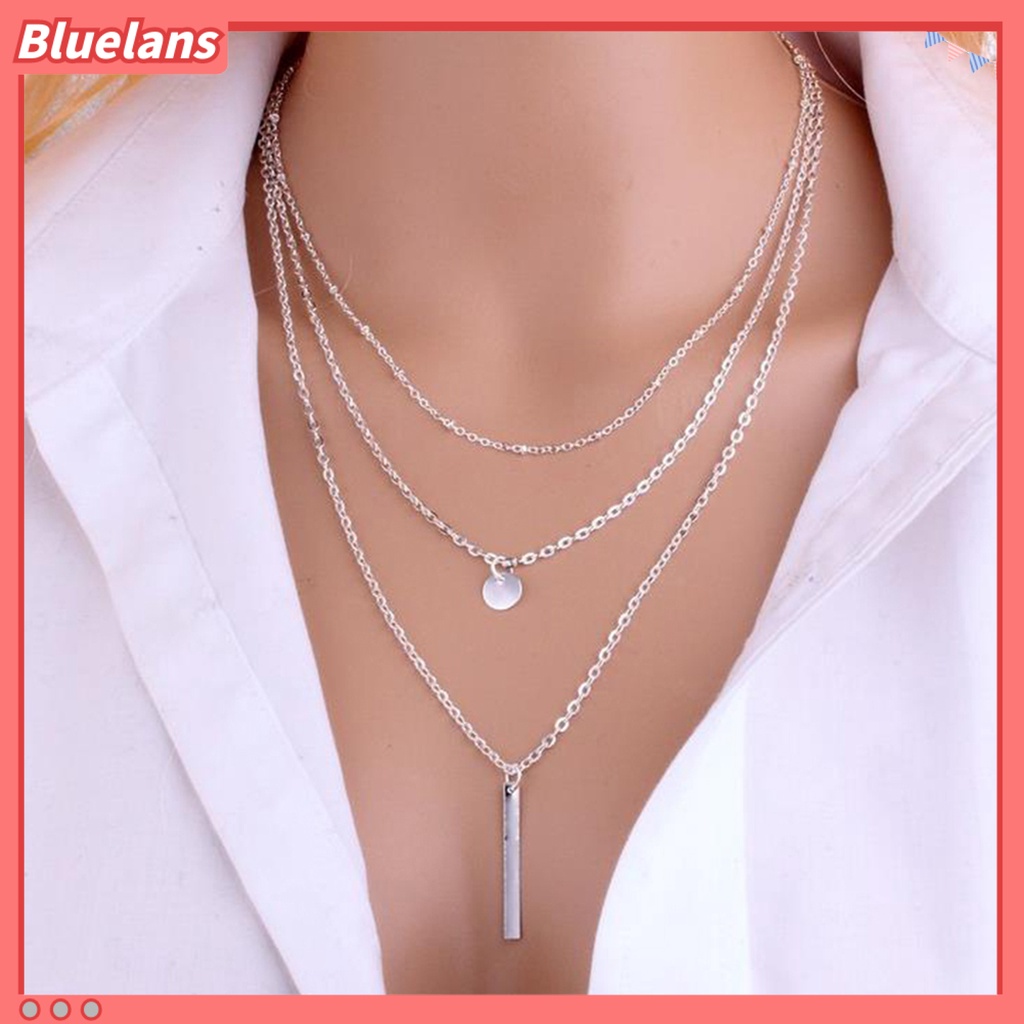 Bluelans Necklace Lightweight Three Layers Alloy Multi-Layer Long Necklace