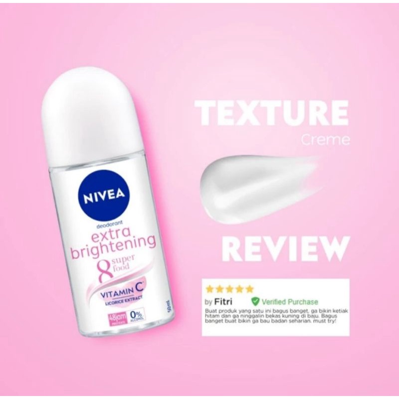 parfum remaja perempuan deodorant roll on wanita nivea extra brightening for girl 50 ml