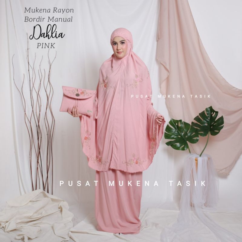 MUKENA DEWASA KATUN RAYON BORDIR MANUAL DAHLIA | PUSAT GROSIR MUKENA MURAH SHAFARLEENA