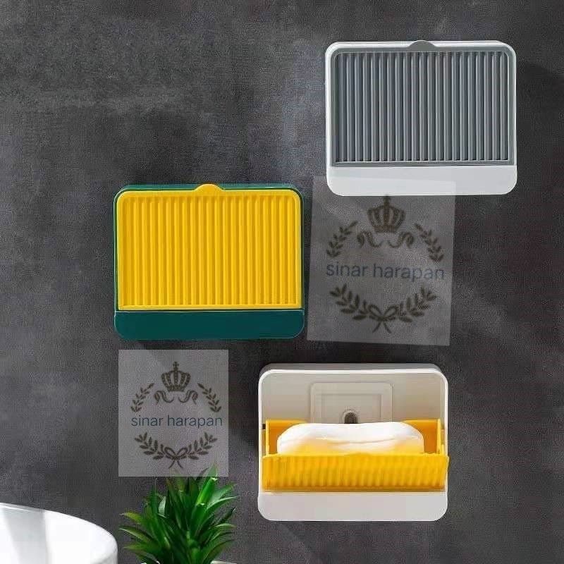 kotak sabun mandi buka tutup/tempat sabun batang tempel dinding