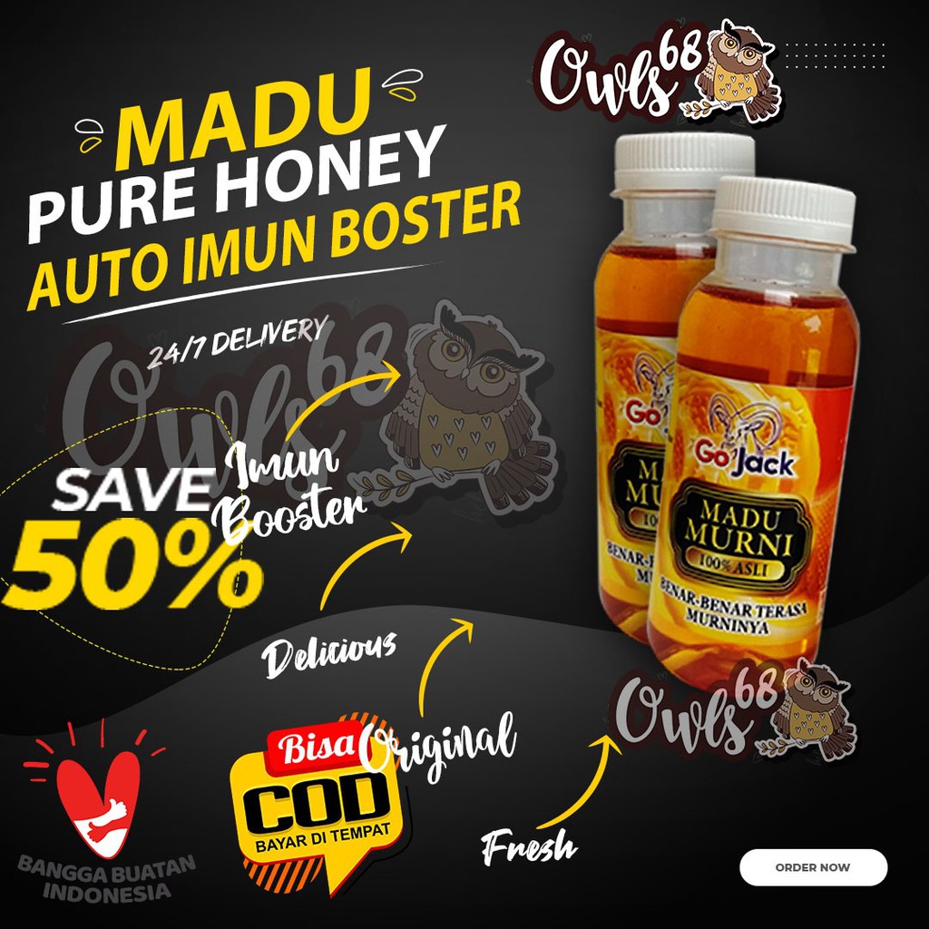 

PROMO Madu Murni Asli Original 100% Kemasan Botol 130g Honey Sehat herbal cocok segala usia, Pure Honey