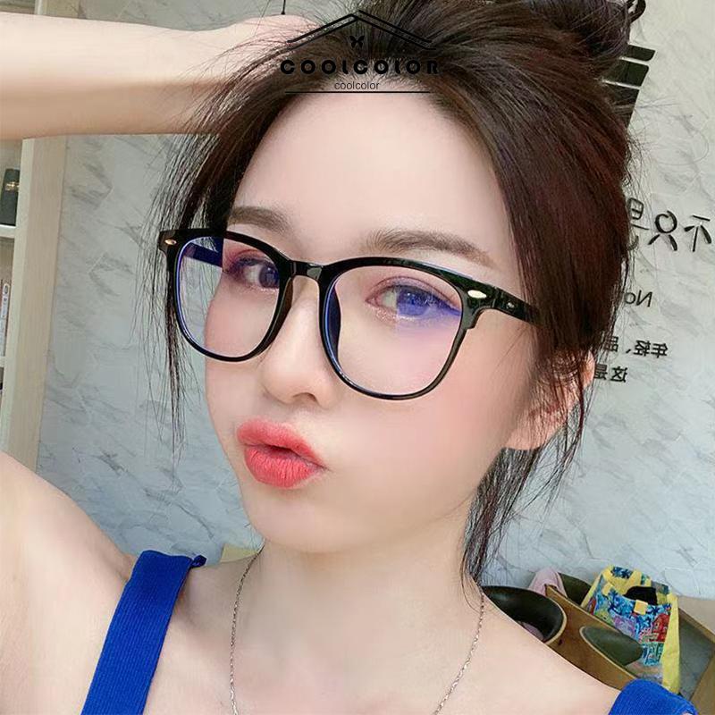 COD Kacamata Transparan Anti Radiasi Wanita Kacamata Korea Gaya Wanita Fashion Retro Bentuk Kotak Eyeglasses Ready Stock- cl