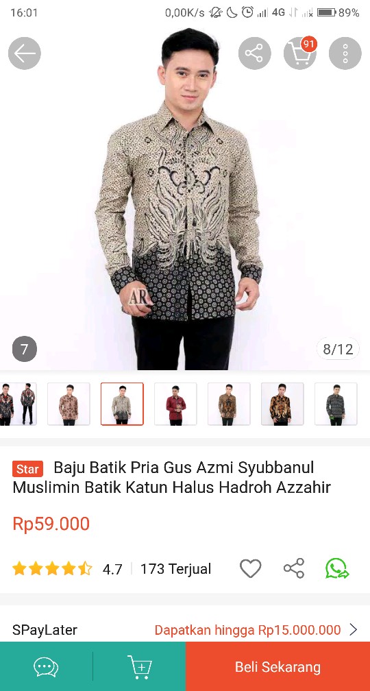 Baju Batik Pria Gus Azmi Syubbanul Muslimin Batik Katun Halus Hadroh Azzahir Santri Muslim, Moderen