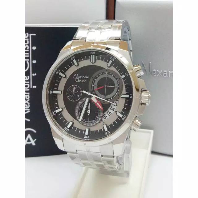 Jam Tangan Pria Alexandre Christie AC 6496 Silver Original - Garansi Resmi