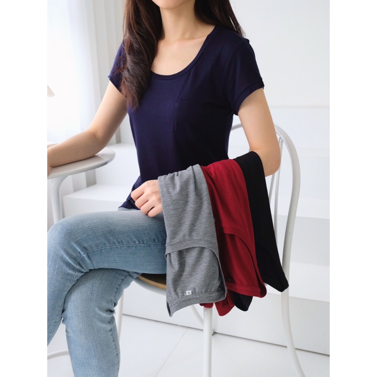 Kadaka T-0409 Tshirt Kaos Wanita Rayon Detail Pocket