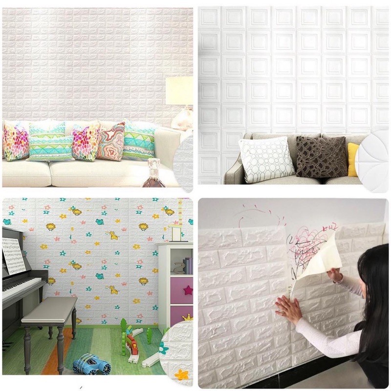 3D Wallpaper Dinding Foam Batu Bata Waterproof